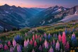 © Michael - Breathtaking Mountain Valley View with Colorful Wildflowers at Twilight