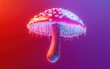 © Антон Федченко - A futuristic truffle mushroom suspended mid air with a holographic glow against a red and purple gradient background