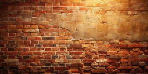 Wall Mural - A Rustic Brick Wall Texture with Weathered Plaster Showing Age and Character