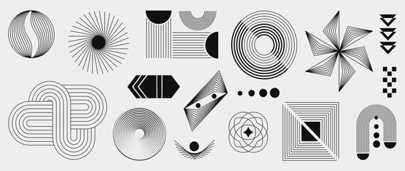 Wall Mural - abstract minimal element mid century vector set. aesthetic contemporary stripe line art, geometric s