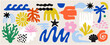 © Lisa - Social media banner. Colorful vector set of abstract summer doodles, organic shapes and forms. Hand drawn Matisse ocean collection.