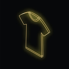 Wall Mural - Neon yellow t shirt glowing on a black background, representing fashion, retail, and online shopping trends