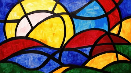 Poster - Abstract Colorful Painting With Bold Shapes And Lines