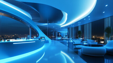 Wall Mural - dark blue technology 3d render illustration with modern futuristic design