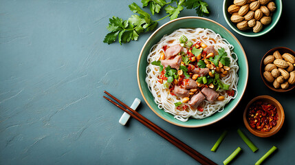 Canvas Print -  sichuan dan dan noodles with spicy minced pork and chili oil