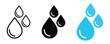 © Solayman - water drop vector icon set. raindrop signs. simple oil, tear or water droplet symbols. different colour water drops. vector illustration on transparent background