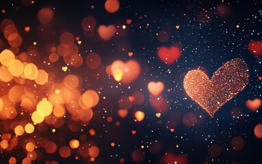 Canvas Print - Luxury mockup background with space for text decorated with a sparkling heart bokeh effect, creating a magical, festive mood for Saint Valentines Day and 8 March International Womens Day