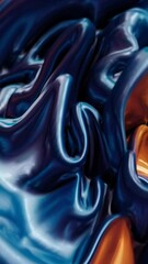 Poster - An abstract landscape of flowing, textured waves in warm orange and cool blue tones,