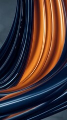 Aufkleber - An abstract landscape of flowing, textured waves in warm orange and cool blue tones,