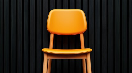 Wall Mural - Modern Orange Chair Against Black Textured Wall Background