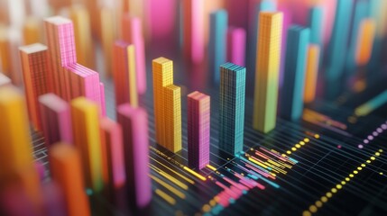 Poster - A close-up of a D bar graph on a computer screen, with colorful bars rising from a grid and data points clearly marked, illustrating complex data visualization.