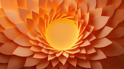 Wall Mural - Captivating Abstract Design with Layers of Orange Petals and Sun