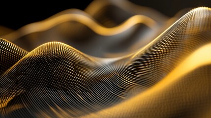 Aufkleber - A detailed shot of a D line graph illustrating stock market performance, with golden lines and data points creating a sleek and modern financial visualization.