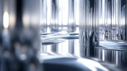 Wall Mural - abstract array of shiny metal geometric objects of different height modern futuristic 3d rendering i