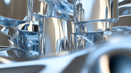 Wall Mural - abstract array of shiny metal geometric objects of different height modern futuristic 3d rendering i