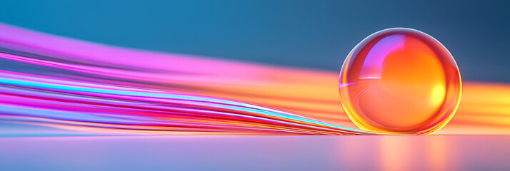 Aufkleber - A surreal glowing orb on a winding road, with dynamic streaks of orange, red, and purple light