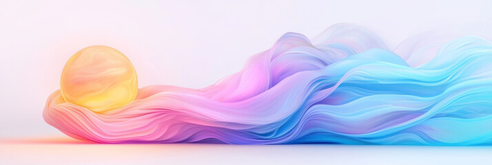 Poster - A magical, surreal view of a luminous orb lying within organic shapes of blue, purple, and pink,