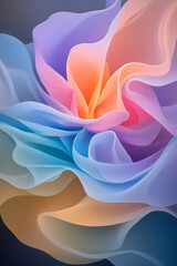 Poster - A soft, fluid arrangement of folds in blue, purple, and pink, cradling a glowing orb at their