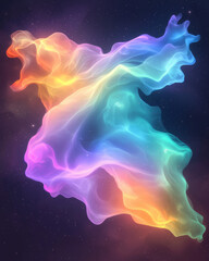 Leinwandbilder - A surreal layering of flowing blue and orange shapes with gentle undulation, sprinkled with