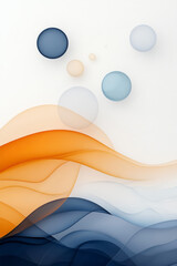 Aufkleber - A calming, abstract scene of wavelike flows in navy blue and burnt orange, featuring hovering