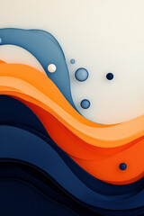 Poster - A calming, abstract scene of wavelike flows in navy blue and burnt orange, featuring hovering