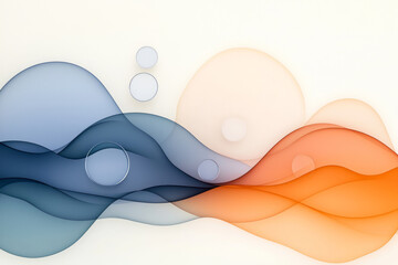 Aufkleber - A calming, abstract scene of wavelike flows in navy blue and burnt orange, featuring hovering