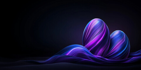 Wall Mural - Two purple eggs are on a black background