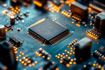 Poster - Microchip showing computing power on blue circuit board