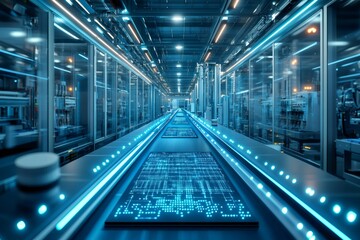 Poster - Futuristic automated production line in high tech factory