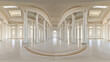 © Nari - full 360 degree panorama view environment map of empty white hall with columns 3d render illustration hdri hdr vr style