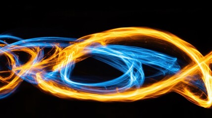 Sticker - Abstract swirling blue and orange energy light trails