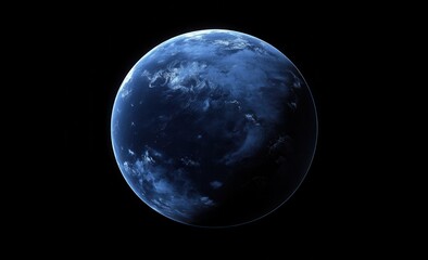 Wall Mural - Dark blue planet Earth-like sphere in space.