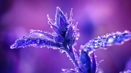 Sticker - Dewdrops Glistening on a Purple Flower Bud