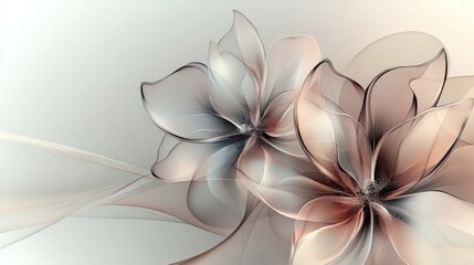 Wall Mural - Abstract Floral Design with Elegant Hues and Flowing Lines