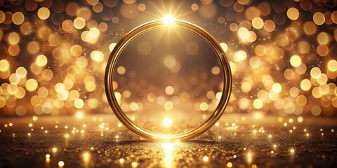 Poster - Golden Ring on Sparkling Background A Festive, Elegant Design Element for Luxury Branding and Celebrations