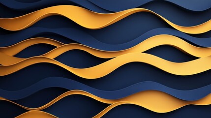 Wall Mural - Abstract Wave Pattern in Gold and Blue Hues