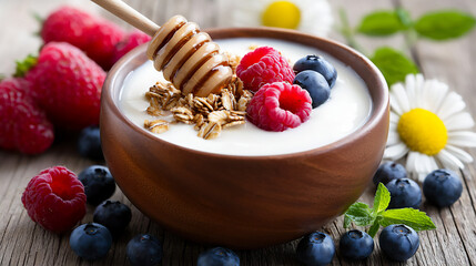 Wall Mural -  serene breakfast scene with yogurt and granola