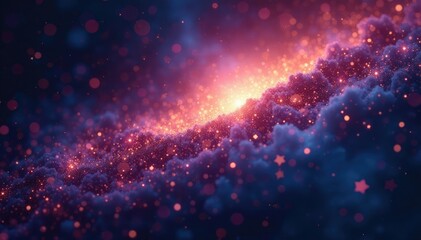 glittering stardust fills the cosmos with twinkling light, shimmer, sparkles