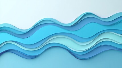 Wall Mural - Abstract Blue Wave Paper Art Design