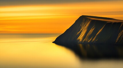 Canvas Print - Golden Sunset Over Coastal Cliff Face