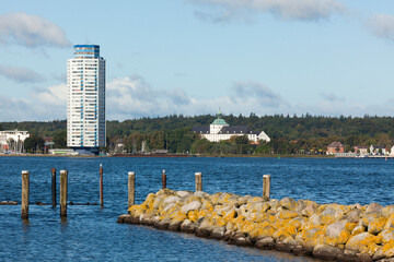 Wall Mural - Wikingturm building and Gottorf Castle at Schleswig on the Schlei inlet