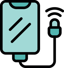 Wall Mural - mobile phone being connected to internet through cable emitting wifi signal, ideal for telecommunica