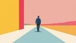 © AlenaSi - Man walking in colorful abstract landscape