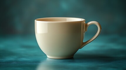 Sticker - A single off white teacup sits on a teal surface