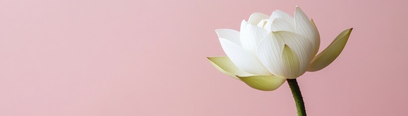 Wall Mural - A Single White Lotus Flower Against Pink Background