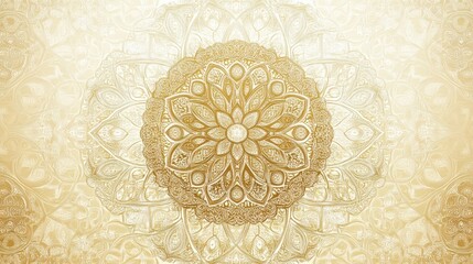 Wall Mural - Golden Mandala Intricate Floral Design Pattern Background