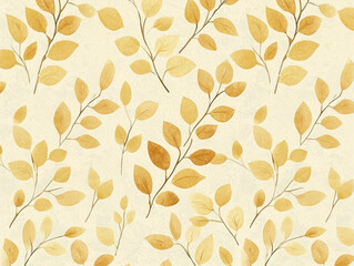 Wall Mural - Seamless pattern with gold leaves on textured background, creating elegant and natural design