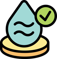 Wall Mural - Water drop with a green check mark, symbolizing verified purity and safety for drinking