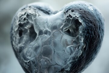 Aufkleber - A heart-shaped ice sculpture with intricate, frozen patterns and textures.
