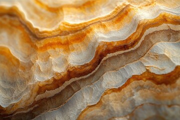 Aufkleber - Close-up view of banded onyx stone, showcasing its layered, wavy texture and warm, earthy tones.